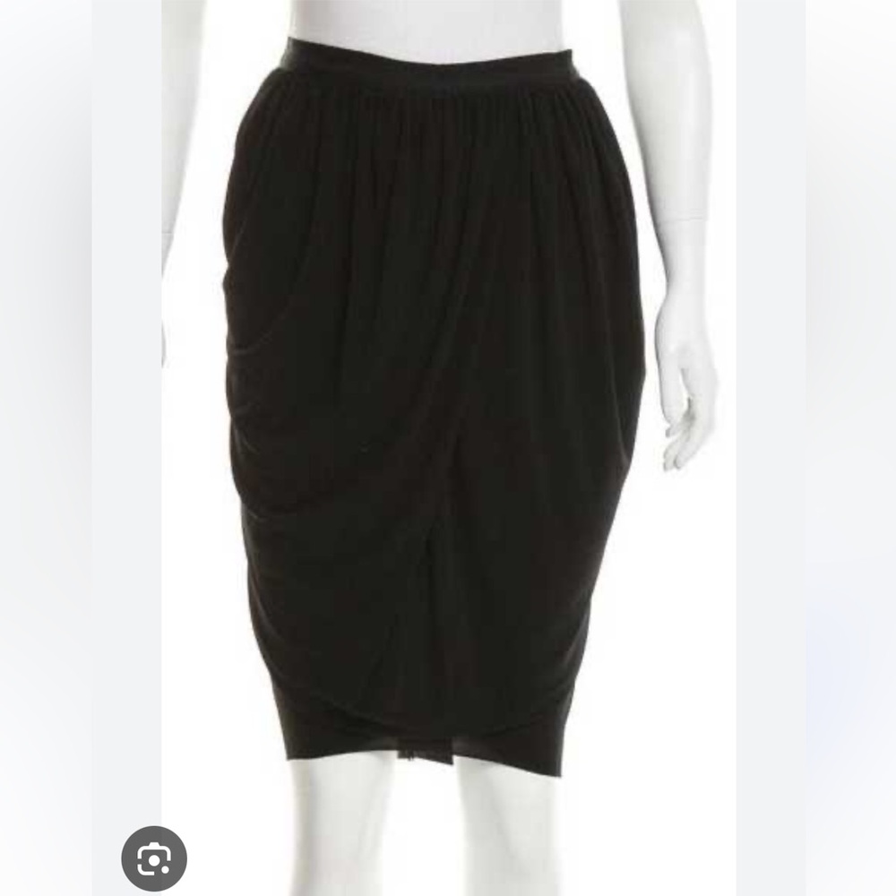 Lanvin gathered draped semi sheer black skirt